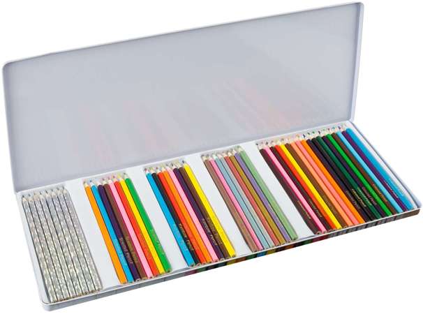 Grafix duży zestaw kredki w metalowym pudelku ołówki 50 elementów