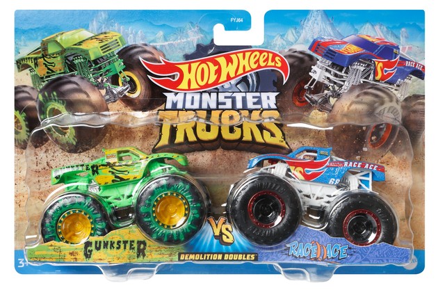 Hot Wheels Monster Trucks zestaw Gunkster i Race Ace