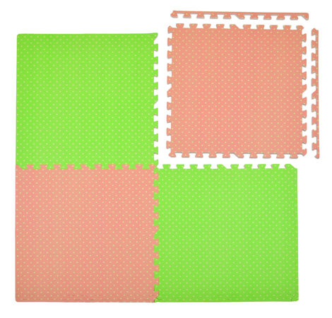 Humbi Puzzle piankowe Mata piankowa 62 x 62 x 1 cm 4 szt rożowo -zielona w kropki