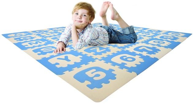 Humbi Puzzle piankowe Mata piankowa edukacyjna Pociąg Alfabet Cyfry 180x180x1 cm