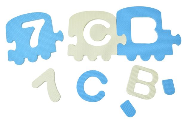 Humbi Puzzle piankowe Mata piankowa edukacyjna Pociąg Alfabet Cyfry 180x180x1 cm