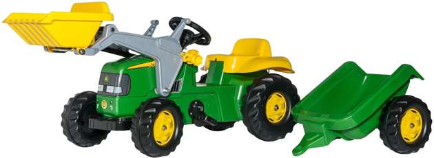 John Deere Duży Traktor z łyżką i przyczepą dla dzieci