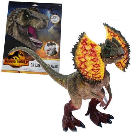Jurrasic World: Dinozaur figurka Dilofozaur + Kartonowa Maska 3D