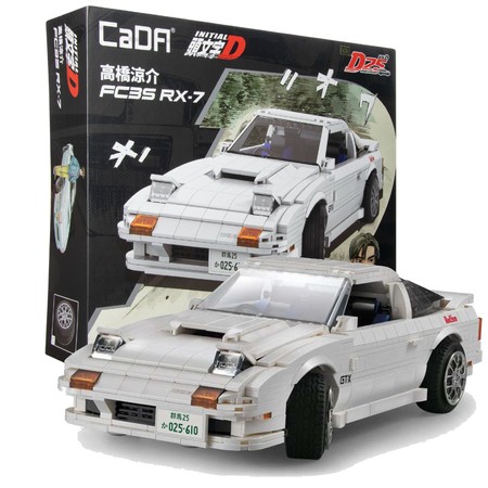 Klocki konstrukcyjne CaDA Samochód Auto biała Mazda RX-7 manga Initial D 35 cm Pojazd 1552 elementów