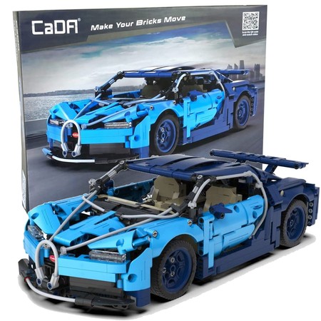 Klocki konstrukcyjne CaDA Samochód wyścigowy Auto sportowe niebieskie Pojazd Blue Phantom Wyścigówka 1200 elementów