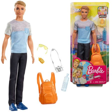 Lalka Barbie Ken w podróży + plecak + akcesoria