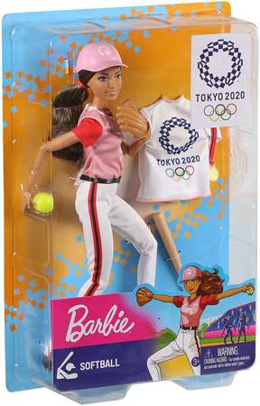 Lalka Barbie Olimpijka Softball Tokyo 2020 + zestaw ubranek i akcesoriów 