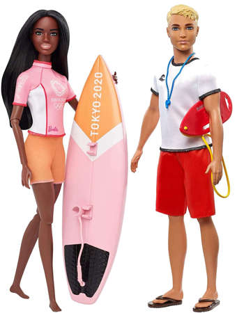 Lalka Barbie Olimpijka Surfing Tokyo 2020 + Ken Ratownik wodny