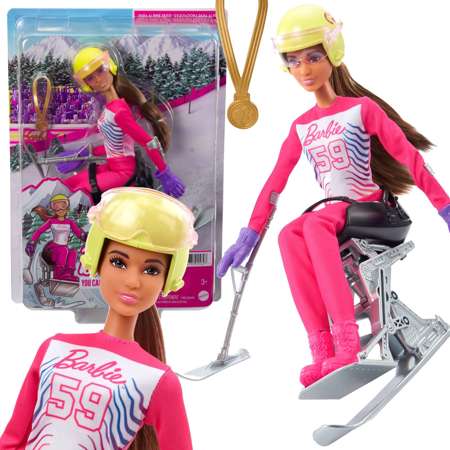 Lalka Barbie Sporty Zimowe Możesz być kim chcesz Paranarciarka Alpejska