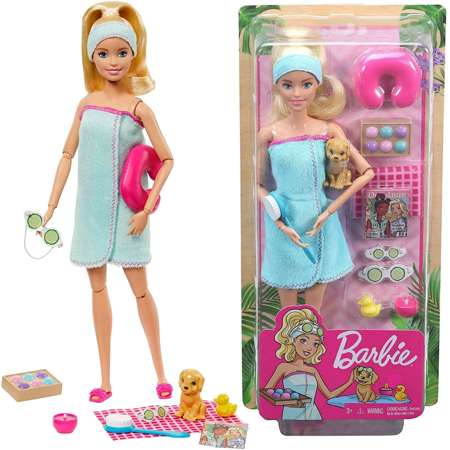 Lalka Barbie Zestaw Relaks w SPA + figurka pies + akcesoria