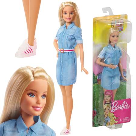 Lalka Barbie w dżinsowej sukience 30 cm