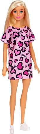 Lalka Barbie w letniej różowej sukience w serca Mattel GHW45