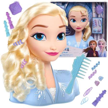 Lalka Głowa do czesania i stylizacji włosów Księżniczka Disney Elsa Kraina Lodu +akcesoria 