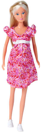 Lalka Steffi w ciąży bobas niespodzianka czerwono-fioletowa sukienka