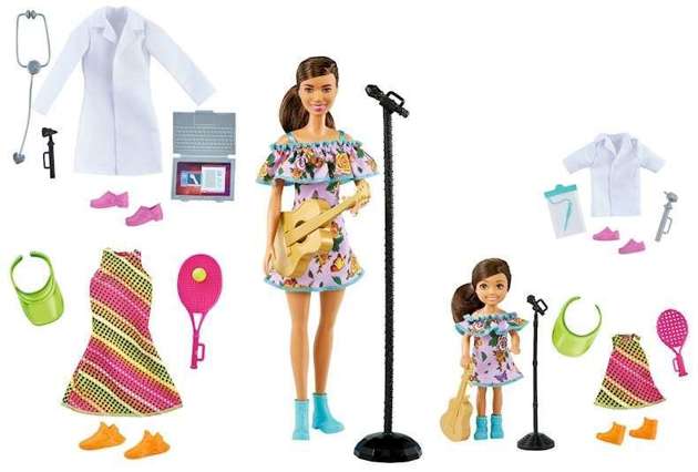 Lalki Barbie i Chelsea zestaw kariera  + garderoba Barbie