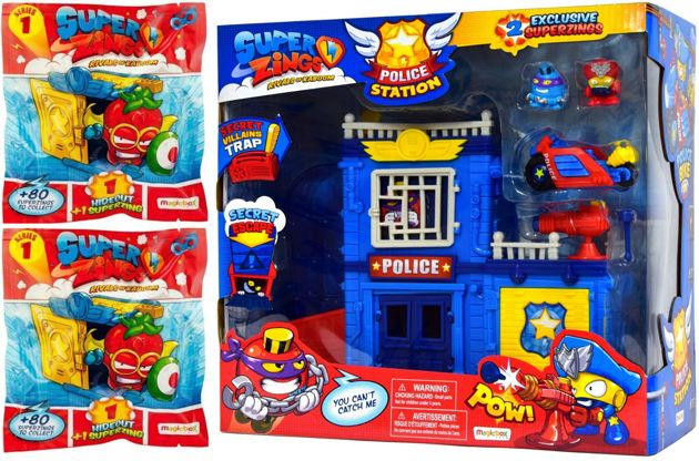 MagicBox Super Zings Posterunek Policji + 4 figurki + pojazd Superzings + 2 kryjówki