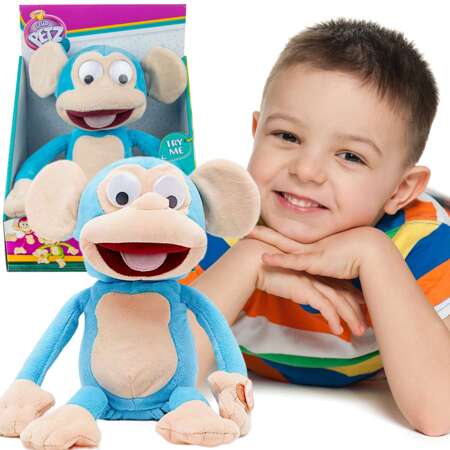 Małpka Chichocząca Śmieje się Wibruje Interaktywna Niebieska maskotka Fufris Funny Monkey Dźwięk