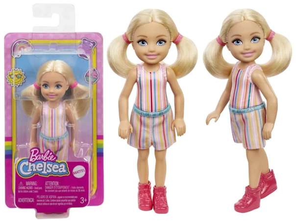 Mattel Barbie Chelsea lalka w garniturze z paskami