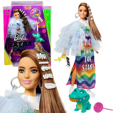 Mattel Barbie Extra moda 9 tęczowa sukienka 