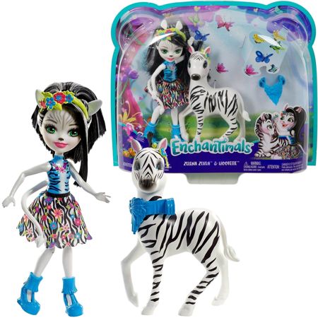 Mattel Enchantimals Lalka Zelena Zebra i duża figurka zebry Hoofette