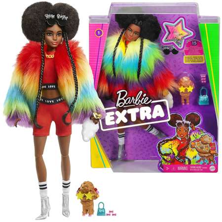 Mattel GVR04 Lalka Barbie Fashionistas Extra z akcesoriami i pieskiem pupilem