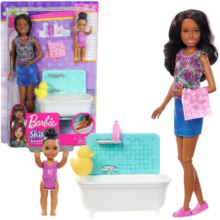 Mattel Lalka Barbie Skipper opiekunka z wanną i dzieckiem