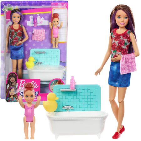 Mattel Lalka Barbie Skipper opiekunka z wanną i dzieckiem