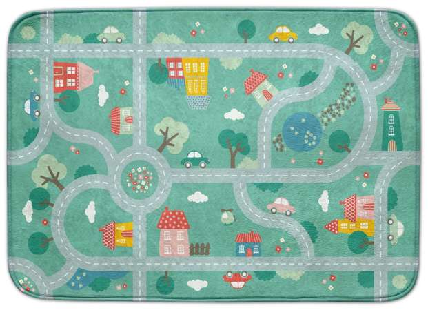 Miękki kolorowy dywan Mata do pokoju dziecięcego Antypoślizgowy Miasto Ulice 130x180 cm Achoka