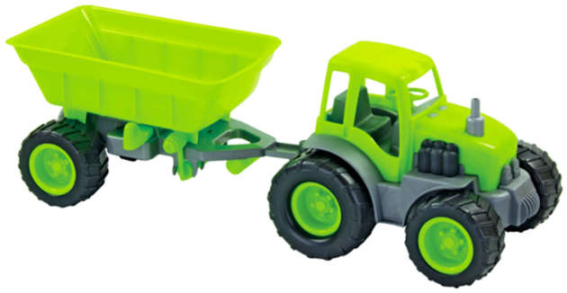 Mochtoys Zielony Traktor z przyczepą