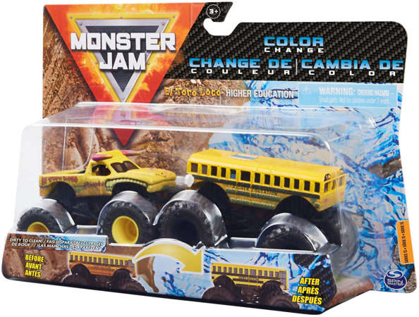 Monster Jam 2 ciężarówki zmieniające kolor El Toro Loco i Higher Education