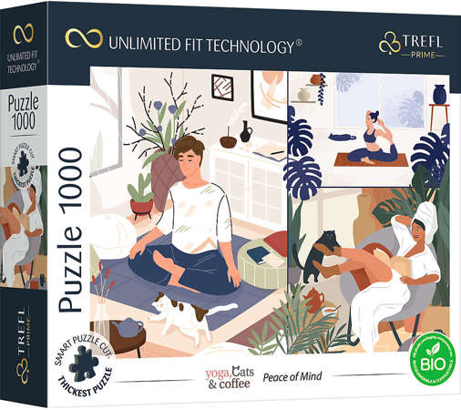 OUTLET Puzzle 1000 Peace of Mind Unlimited Fit Technology, yogą, kawą i kotkami zatytułowany USZKODZONE OPAKOWANIE