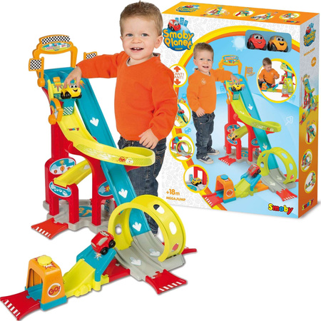OUTLET Smoby Vroom Planet Garaż Megajump dla dzieci tor zjazdowy 2 autka USZKODZONE OPAKOWANIE