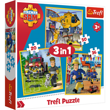 OUTLET Trefl 34844 Puzzle 3w1 Strażak Sam w akcji 106 elementów USZKODZONE OPAKOWANIE