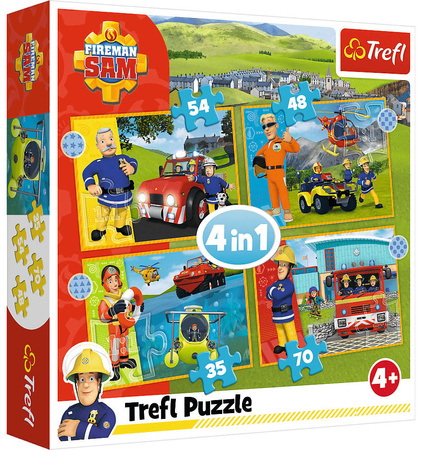 OUTLET Trefl Puzzle 4w1 Odważny Strażak Sam USZKODZONE OPAKOWANIE