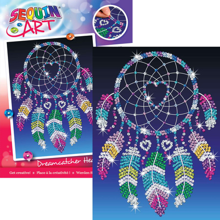 Obrazek z cekinów Łapacz Snów Serce Dreamcatcher Heart Zestaw kreatywny