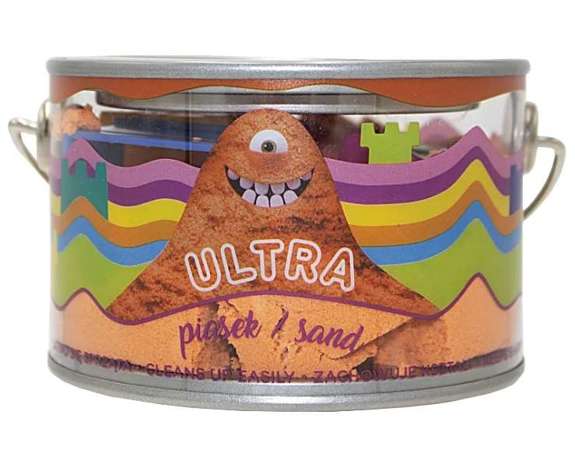 Pomarańczowy Ultra piasek w puszce 200g i foremki z serii zwierzęta