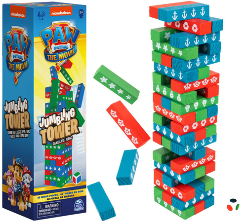 Psi Patrol Movie Jenga gra tańcząca wieża drewniana