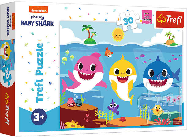 Puzzle 30 elementów Baby Shark Podwodny świat rekinów