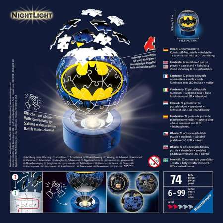 Puzzle 3D 74 elementów Lampka nocna Świecąca kula Batman