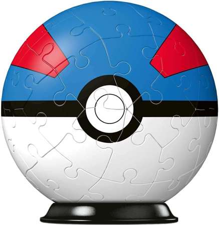 Puzzle 3D Kula Pokemon Great Ball niebiesko-czerwona