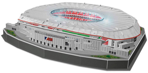 Puzzle 3D model stadionu Wanda Metropolitano z podświetleniem LED Atletico Madryt