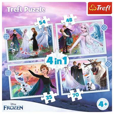 Puzzle 4w1 Frozen Kraina Lodu Magia w lesie 207 elementów