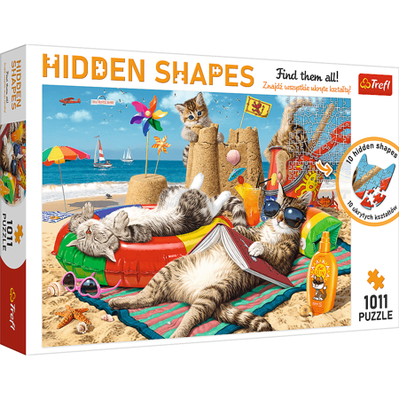 Puzzle Kocie wakacje Koci relaks Hidden Shapes Trefl 1011 elementów