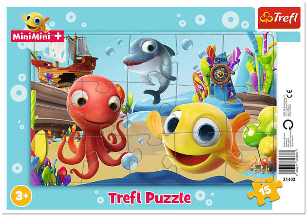 Puzzle Rybki Mini Mini Zabawy rybki ramkowe Trefl 15 elementów