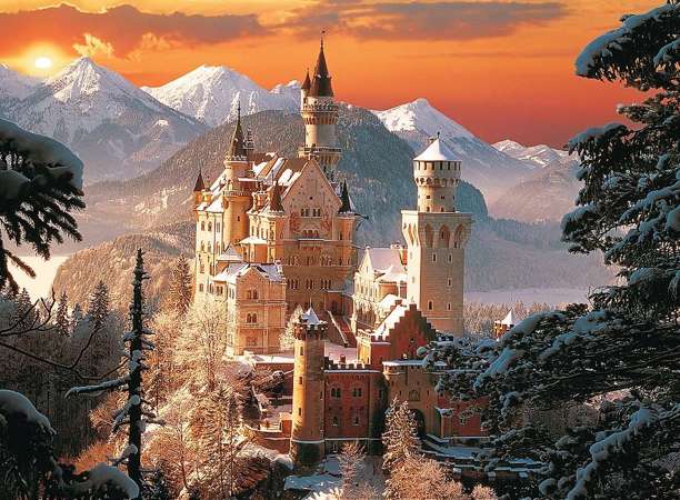 Puzzle Zimowy zamek Neuschwanstein Niemcy, 3000 elementów, Trefl 33025