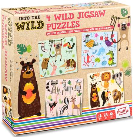 Puzzle dla dzieci duże Zestaw 4 układanek dzikie zwierzęta