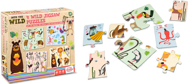 Puzzle dla dzieci duże Zestaw 4 układanek dzikie zwierzęta