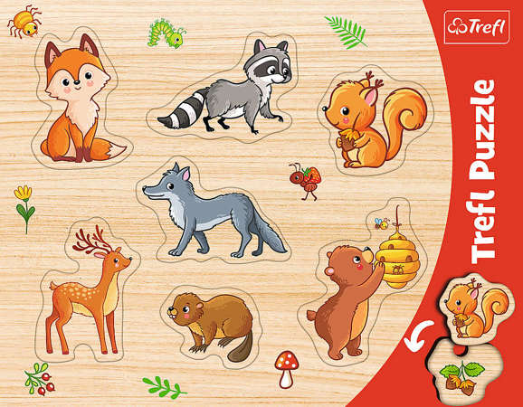 Puzzle ramkowe 7 elementów układanki kształtowe leśne zwierzątka