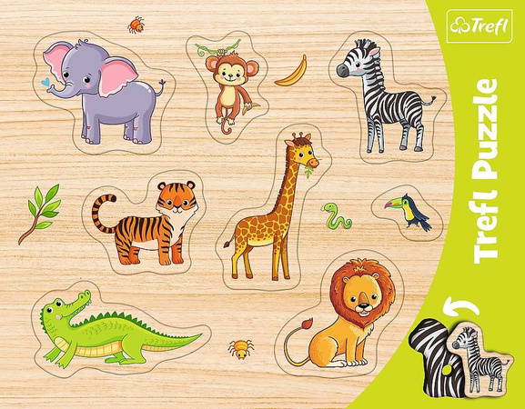 Puzzle ramkowe 8 elementów układanki kształtowe Zwierzęta egzotyczne