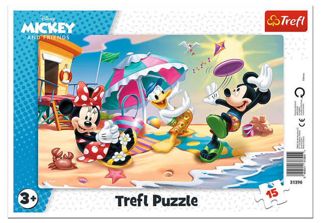 Puzzle ramkowe Myszka Miki Zabawy na plaży 15 elementów 